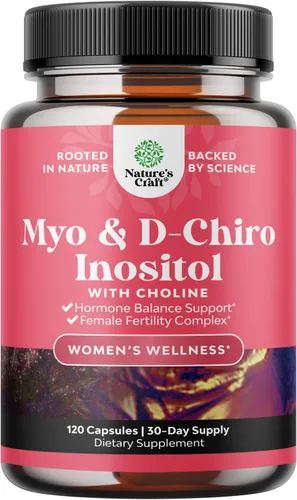 Cápsulas de mio-inositol y D-Chiro Inositol - Suplemento de colina inositol para el ciclo y la fertilidad - Suplemento de equilibrio hormonal para