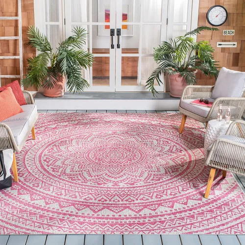 Miniatura 78 de SAFAVIEH Alfombra lavable para exteriores, colección Courtyard - Pasillo de 2.3 x 8 pies, color beige claro y marrón claro, no desprende pelusa