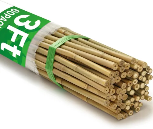 60 estacas de bambú para plantas de 3 pies, estacas de bambú para plantas de jardín para soporte de plantas, plantas trepadoras, tomates, girasoles,