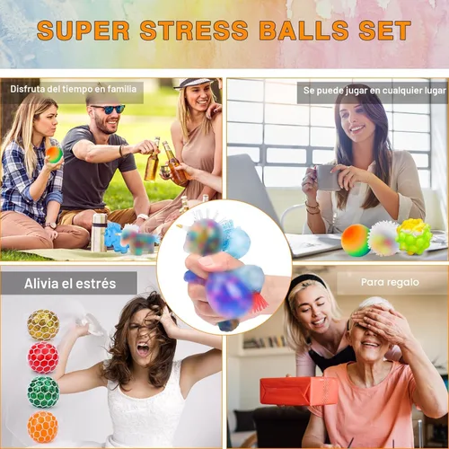 Miniatura 7 de Paquete de 20 bolas antiestrés, bolas esponjosas, bolas para apretar para adultos, bolas de alivio del estrés, rellenos de caja de premios