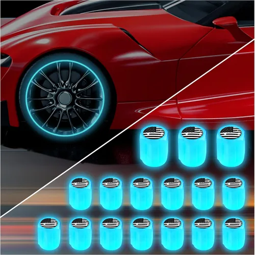 16 PCS tapones fluorescentes para vástago de válvula de neumático, tapones luminosos para válvula de aire de rueda de automóvil, accesorios de