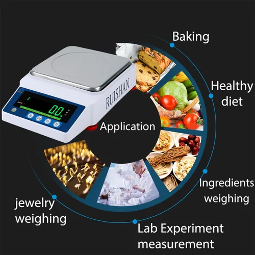 Miniatura 7 de Escala de equilibrio de laboratorio de precisión de 22.0 lbs x 0.00 oz, escala de grano/gramo, báscula científica, báscula calibrada, pesaje