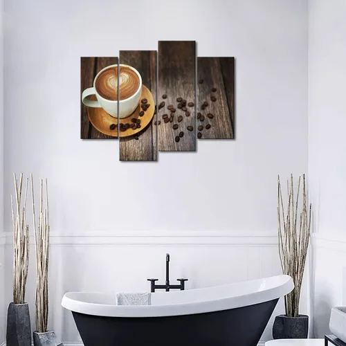 Miniatura 4 de Arte de pared de café marrón para bar, impresión de imagen con tema de café en lienzo para cocina, sala de estar, decoración del hogar