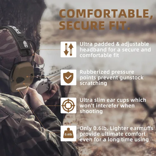 Miniatura 5 de PROHEAR Protección auditiva electrónica para tiro con amplificación de sonido 4X, orejeras de protección auditiva para campo de tiro, auriculares