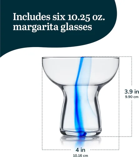 Miniatura 3 de Libbey Blue Ribbon - Juego de 6 vasos de Margarita sin tallo, de inspiración artesanal, elegantes vasos de margarita, cristalería mexicana ligera
