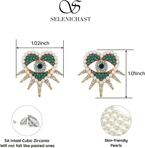 Miniatura 4 de Aretes contra el mal de ojo, aretes de corazón contra el mal de ojo para mujer, regalos de joyería
