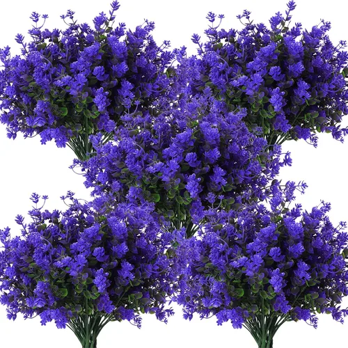 Miniatura 43 de RECUTMS - Flores artificiales, plantas artificiales, resisten los rayos ultravioleta, arbustos sintéticos, para interior y exterior, maceta
