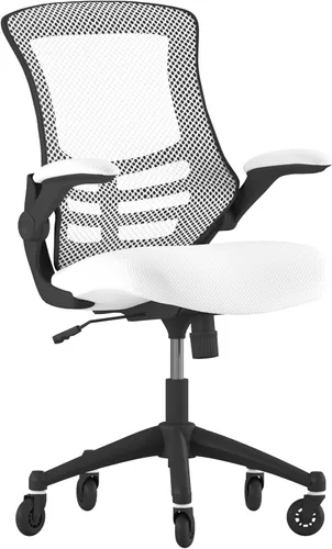 Miniatura 12 de Flash Furniture Kelista Silla de oficina ergonómica giratoria de malla negra con brazos abatibles y ruedas transparentes