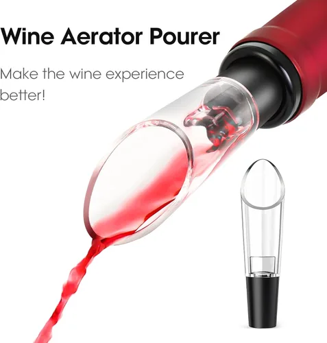 Miniatura 6 de Beneno Abridor multifuncional de botellas de vino con ala de regalo, sacacorchos, cortador de aluminio, tapón al vacío y vertedor aireador, perfecto