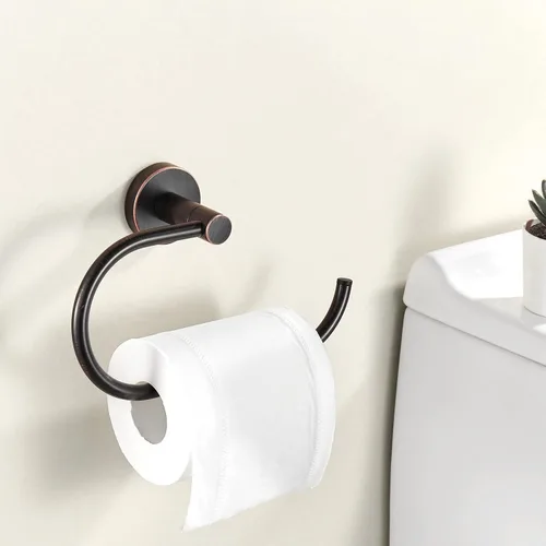 Miniatura 8 de BigBig Home Soporte de papel higiénico de bronce, portarrollos de baño frotado con aceite, soporte de papel higiénico montado en la pared, diseño