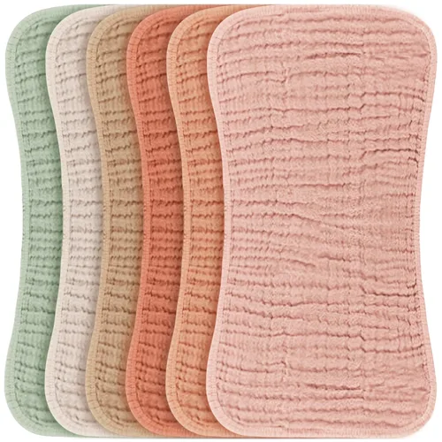 Miniatura 11 de Konssy - Juego de paños de muselina para eructos de bebé, unisex - 6 unidades grandes, 100 % algodón, ropa para eructos para recién nacidos, niñas