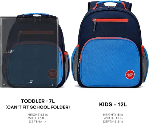 Miniatura 6 de mibasies Mochila para niñas y niños, ideal para niños y niñas, mochila para preescolar jardín de infantes y primaria, Azul oscuro, Niñito-7L