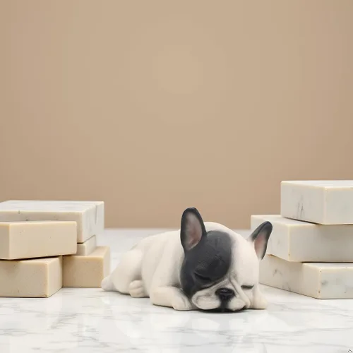 Miniatura 6 de Comfy Hour Doggyland Collection, Coleccionables de Perros en Miniatura, Figura de Bulldog Francés Acostado Durmiendo de 6", Estatua de Animal