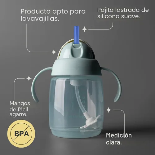 Miniatura 3 de Tommee Tippee Starter - Vaso para beber de 8 onzas para bebés y niños pequeños, con popote de silicona con peso y asas de fácil agarre, sin BPA