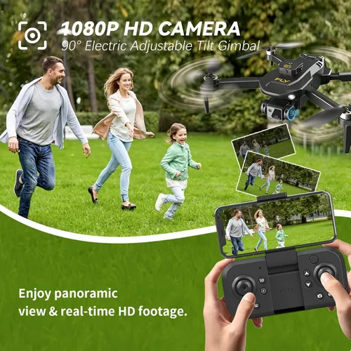 Miniatura 2 de Dron con cámara HD 1080P, cuadricóptero RC plegable con una tecla de despegue/tierra, control de gestos, evitación inteligente de obstáculos, 2