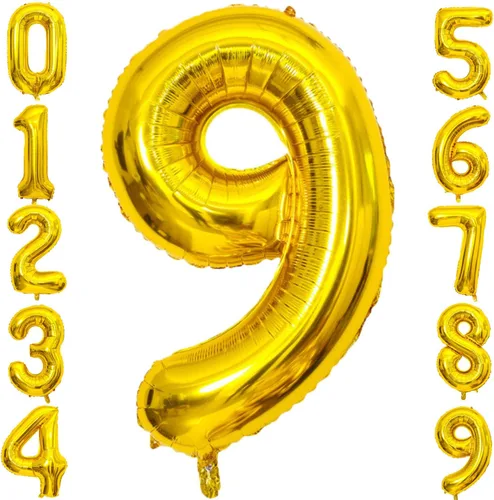 Miniatura 19 de Globo dorado grande de 40 pulgadas con letras del alfabeto de Mylar de aluminio de helio, globos de número grande para cumpleaños, aniversario