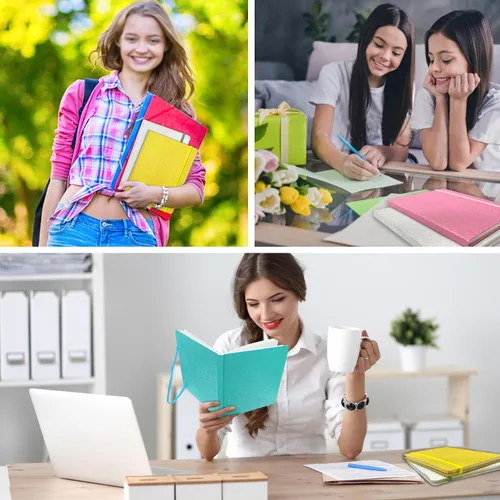 Miniatura 6 de Paquete de 4 cuadernos con purpurina, 8.3 x 5.7 pulgadas, 160 páginas rayadas con purpurina que nunca se despegan, diario brillante para niñas