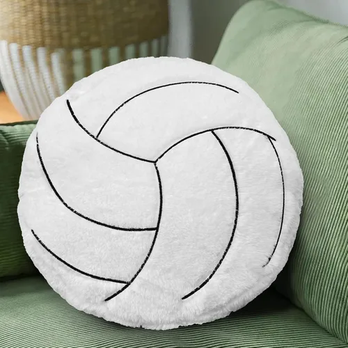 Miniatura 3 de Almohada de voleibol – 15.7 pulgadas suave y esponjosa almohada de voleibol, decoración deportiva redonda rellena para sofá, dormitorio y sala