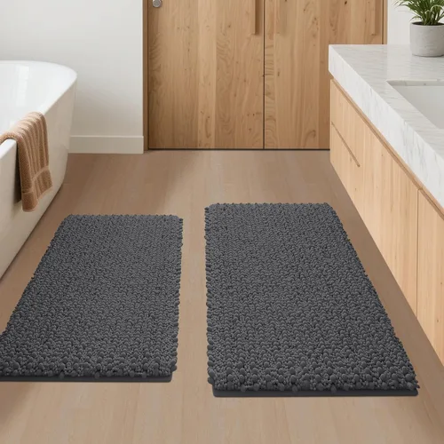 Miniatura 46 de ACCUMTEK - Juego de 2 alfombras de baño de lujo en color beige de 32"x20"+24"x17", alfombras de baño ultra suaves y gruesas absorbentes, alfombra