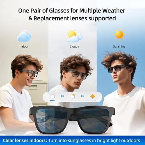 Miniatura 5 de Lentes inteligentes para hombres y mujeres, con GPT de chat, gafas de traducción Bluetooth AI con 164 idiomas, lente azul, lente de cambio