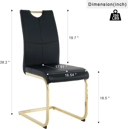 Miniatura 3 de Juego de 2 sillas de comedor, modernas sillas de cocina con respaldo alto con patas de metal y asiento acolchado de piel sintética, sillas