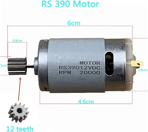 Miniatura 2 de Reemplazo eléctrico de 1 pieza, 12 dientes, RS390, motor de corriente continua, 6 V, 12 V, 20000 rpm, motor de accionamiento para niños, piezas