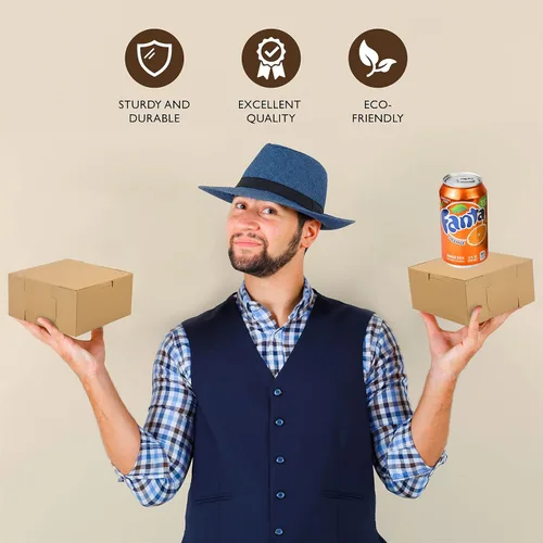 Miniatura 7 de Fit Meal Prep Paquete de 25 cajas de papel kraft para panadería, 6 x 6 x 3 pulgadas, cajas de cartón para dulces, cajas de galletas, cajas de postre