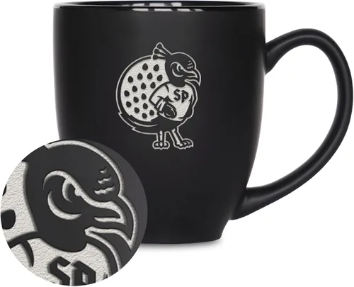 Miniatura 258 de Rico Industries - Taza de cerámica mate negra con grabado láser estándar de 15oz para NCAA (escuelas T & U) - Para bebidas calientes o frías