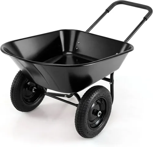 Miniatura 9 de ERGOMASTER Carretilla de doble rueda, carrito de jardín utilitario para el hogar, capacidad de 330 libras, carrito grande y resistente para Negro