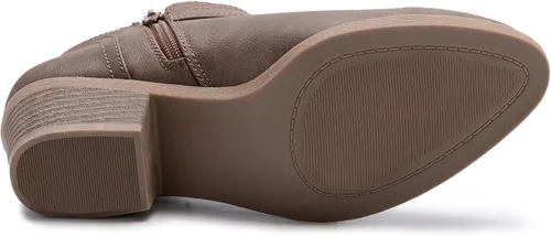 Miniatura 4 de Athlefit Botines gruesos de tacón bajo para mujer, botines clásicos con punta puntiaguda y cremallera lateral