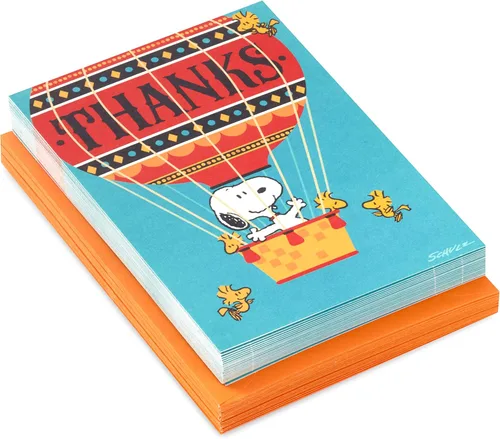 Miniatura 4 de Hallmark Tarjetas de agradecimiento de Peanuts, Snoopy in Hot Air Balloon (20 tarjetas con sobres)