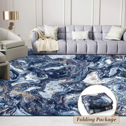 Miniatura 6 de GEMBED Alfombra de Área Lavable 5x7 - Alfombra Moderna de Estilo Artístico para Sala de Estar, Dormitorio, Comedor, Alfombra Suave de Pelo Bajo Azul