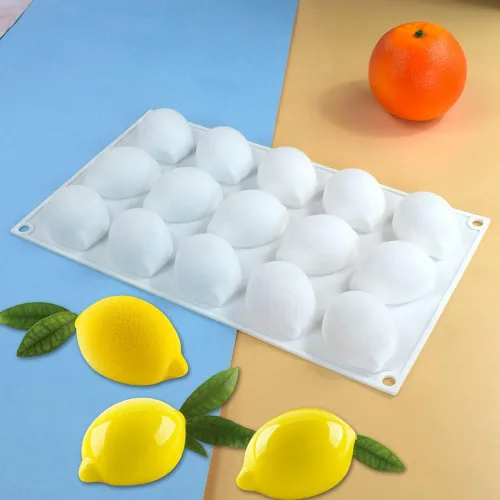 Miniatura 8 de Molde de silicona para hornear, antiadherente, pastelería, chocolate, pastel, postre, herramientas de decoración (limón V_11.8x6.8x0.11 pulgadas)