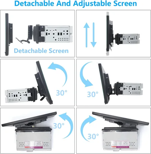 Miniatura 2 de Estéreo inalámbrico para automóvil de 10.1 pulgadas, desmontable y ajustable, Apple Carplay y Android Auto con pantalla táctil IPS de 1280 x 800