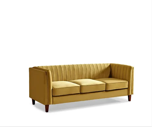 Miniatura 22 de Container Furniture Direct Sofá moderno de terciopelo de lujo para sala de estar con espuma de alta densidad, tapicería de tela suave, cojines