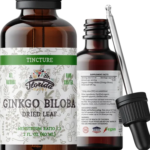 Tintura de ginkgo biloba extracto orgánico de ginkgo biloba (Ginkgo Biloba) Suplemento de hierbas de hojas secas de 2 onzas