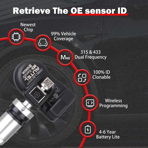 Miniatura 3 de Autel TPMS Sensor MaxiTPMS Autel MX Sensor 4 piezas Sensor universal de neumáticos de doble frecuencia 315MHz/433MHz Sensor TPMS de tallo de goma