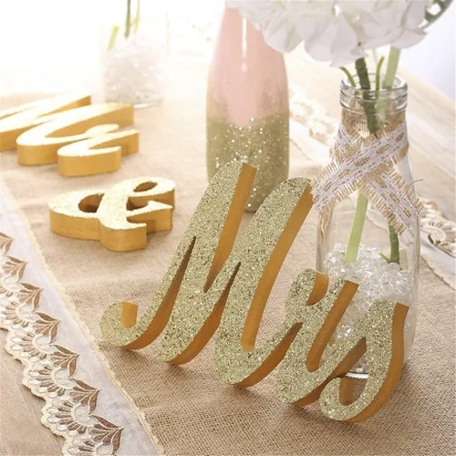 Miniatura 2 de Mr and Mrs Signs - Decoración de mesa de boda, letras independientes de madera para accesorios de fotos, decoración rústica, regalo de fiesta
