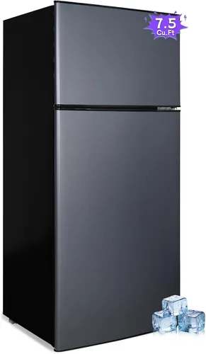 Miniatura 13 de Refrigerador dormitorio con congelador, refrigerador pequeño de 3.45 pies cúbicos con congelador para apartamento, temperatura ajustable de 7