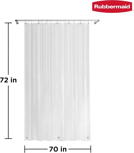 Miniatura 7 de Rubbermaid Forro de cortina de ducha transparente, forro de ducha de PEVA resistente al agua para baño, con imanes y ojales gris carbón inoxidables
