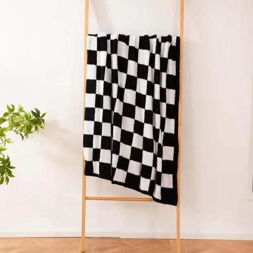 Miniatura 6 de YIRUIO - Mantas reversibles con diseño de ajedrez, tablero de ajedrez, guinga, más cálidas, cómodas, decorativas y peludas para el hogar, cama