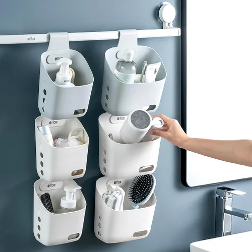 Miniatura 6 de LeleCAT Cesta colgante de plástico para cocina, cesta con gancho desmontable, cuélgala detrás de una puerta o en una barandilla, sobre la puerta