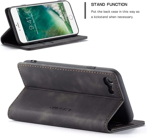 Miniatura 6 de SINIANL Funda para iPhone 7/8, funda de cuero tipo billetera con tarjetero cierre magnético Kickstand a prueba de golpes fundas protectoras