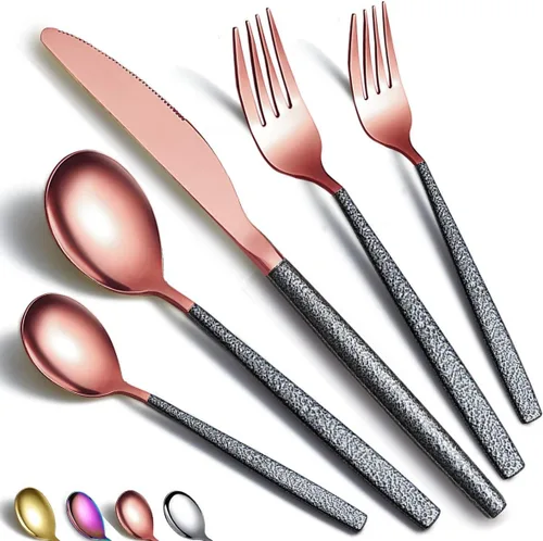 Miniatura 9 de Juego de servir de metal con cabeza de cobre brillante, 10 piezas, incluye servidor para pasteles, cuchara y tenedor de ensalada, cucharón