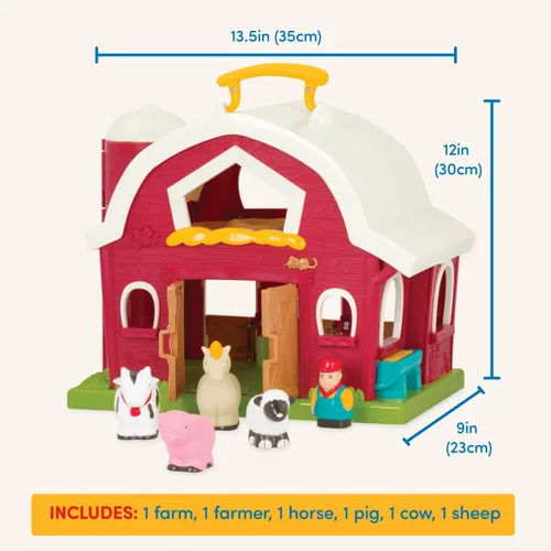 Miniatura 7 de Battat Big Red Barn, Animal Farm Playset - Juguete de aprendizaje para niños pequeños, 18M Plus, 13.5" x 9"x 12