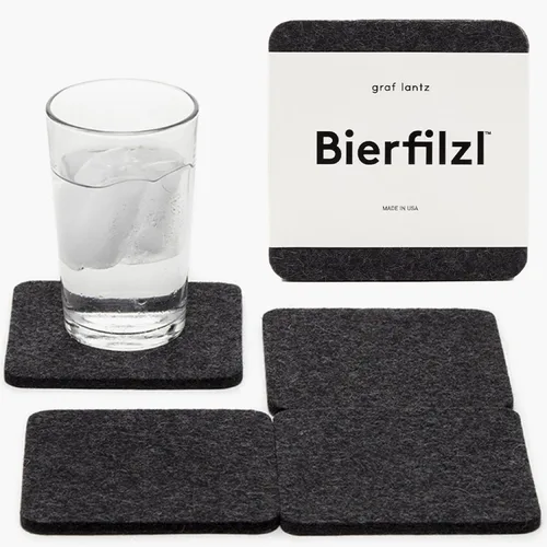 Miniatura 52 de Graf Lantz - Juego de 4 posavasos redondos de lana de merino Bierfilzl - Negro (círculos de 10 cm) - Absorbe el 30% del peso - Lana alemana