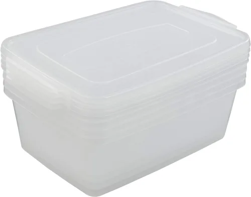 Miniatura 6 de Contenedores de almacenamiento de plástico de 14 cuartos de galón con tapa, caja de cierre transparente, juego de 4