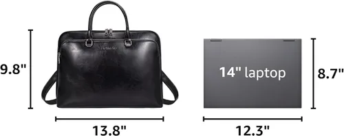 Miniatura 3 de Blofinche Bolso de mensajero para portátil con hombro: Maletín de trabajo de cuero genuino de 13.3 a 15.6 pulgadas, bolso de diseñador