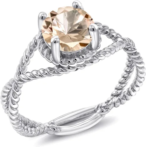 Miniatura 63 de Gem Stone King 7MM Round Gemstone Birthstone Solitaire Ring for Women Twisted Rope Band in 925 Sterling Silver Available in Sizes 5, 6, 7, 8, 9