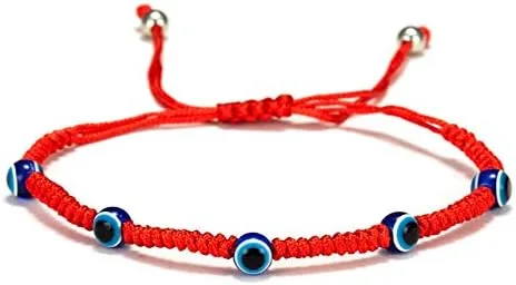 Miniatura 5 de 5-6 pulseras de cábala con cuerda contra el mal de ojo, tejido a mano, ajustable de cuerda roja, hilo trenzado, pulsera de Fátima de mano, dije